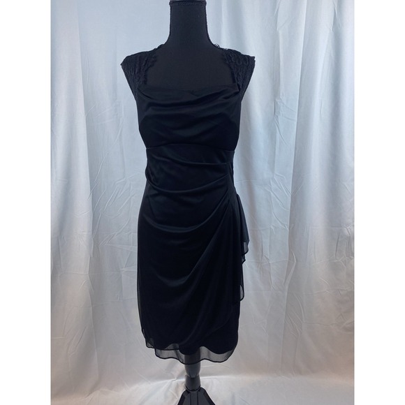 Women's Dress Formal Bodycon‎ Black Lace Shoulders Size 6 - Picture 1 of 15